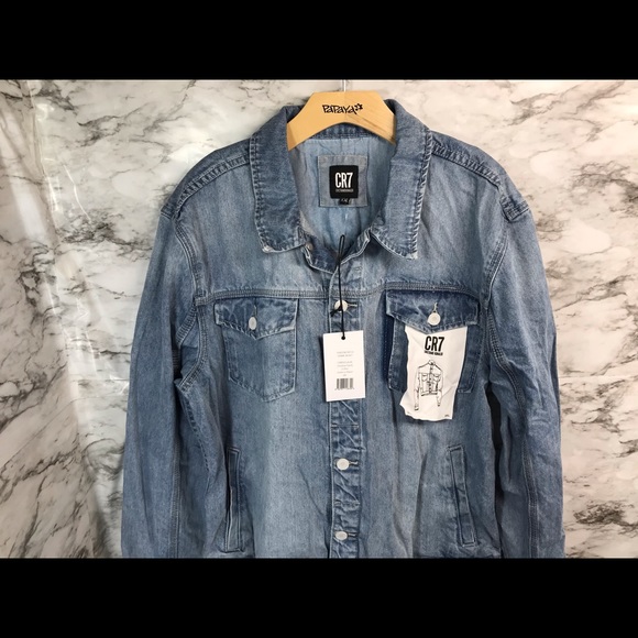 CR7 Trucker Jacket Shadow Patch Blue Mens XXL - Picture 1 of 5